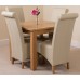 Oslo Oak Dining Table & 4 Ivory Montana Leather Chairs
