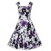 Oriention Women Sexy 50s Swing Vintage Retro Housewife Rockabilly Evening Party Dress Purple Flower Uk18
