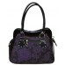 Dark Star Ornate Brocade Cotton/gloss-patent Pvc Handbag Ds/bg/7587 (black/purple)