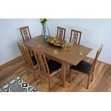 Extending Honey Oak Dining-room Table And 6 Chairs Solid Wood Dinner Set Cambridge- Extendable-modern-wooden,dinner Tables Sets (6 Chairs)