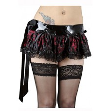 Phaze Womens Sexy Pvc Burlesque Blossom Print Tie Side Elektra Micro Mini - Black/red S