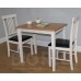 Small White And Solid Oak Dining Table + 2 Chairs - Wooden Dining Set