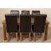 French Rustic Solid Oak 180 Diing Table & 6 Brown Washington Dining Chairs