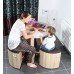Charles Jacobs Space Saver Dining Table With Four Brown Stools Set Oak Finish - Premium Quality Furniture