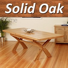 1home Solid Oak Extenable Dining Table W/cross Legs Furniture Extending 200cm To 240cm (table Only)