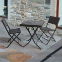 New Trueshopping Gina's Bistro Chair & Table Set: Polyrattan Wicker 60cm Square Folding Bistro Table With 2 Folding Chairs Perfect For Outdoor Or Indoor Use