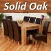 1home Full Solid Oak Dining Table Set With Chunky Legs Room Furniture 200cm (table With 8 Chairs)