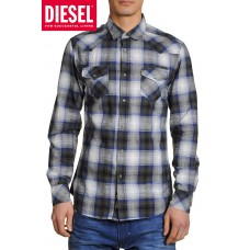 Diesel Sulphur-r Long Sleeve Shirt - Blue/black Check