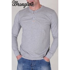 Wrangler Dean Granddad T-shirt - Mid Grey Melange