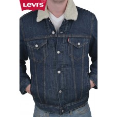 Levi's Denim Sherpa Trucker Jacket - Deep Blue