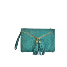 Amy - Teal Leather Clutch Envelope Bag