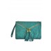 Amy - Teal Leather Clutch Envelope Bag