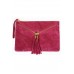 Amy - Hot Pink Suede Clutch Bag