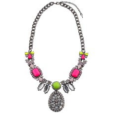 Sophia - Chunky Gem Necklace With Neon Accents