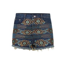 Indigo - Embroidered High Waisted Shorts