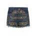 Indigo - Embroidered High Waisted Shorts