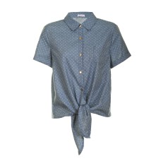 Stephie - Polka Dot Chambray Denim Top