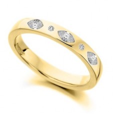 3mm Marquise & Round Diamond Wedding Ring