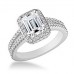 Emerald Diamond Single Halo Shoulder Set Ring