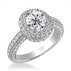 Oval & Round Diamond Halo Shoulder Set Ring