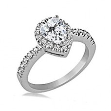 Pear Diamond Single Halo Soulder Set Ring