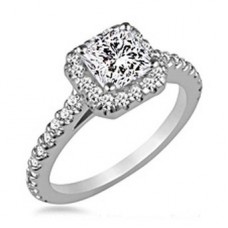 Princess Diamond Single Halo Shoulder Set Ring
