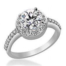 Round Diamond Single Halo Shoulder Set Ring