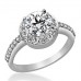 Round Diamond Single Halo Shoulder Set Ring