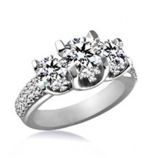 3 Stone Diamond Ring With Shoulder Diamonds