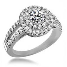 Modern Double Halo Diamond Ring