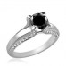 Round Black Diamond Shoulder Set Ring