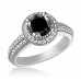 Round Black Diamond Halo Ring