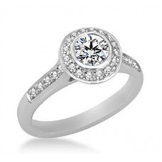 Modern Round Diamond Single Halo Shoulder Set Ring