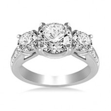 3 Stone Diamond Ring With Shoulder Diamonds