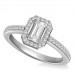 Emerald Diamond Single Halo Shoulder Set Ring