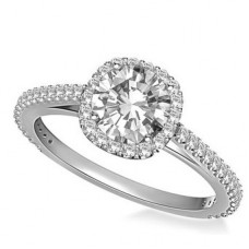 Round Diamond Single Halo Shoulder Set Ring