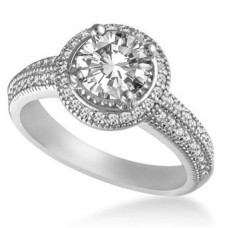 Round Diamond Single Halo Shoulder Set Ring