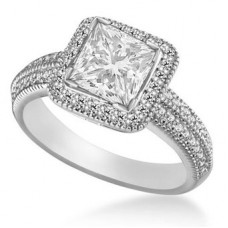 Princess Diamond Single Halo Shoulder Set Ring Princess Diamond Single Halo Shoulder Set Ring