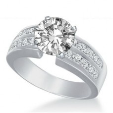 Two Row Round Diamond Engagement Ring