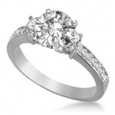 3 Stone Diamond Ring With Shoulder Diamonds