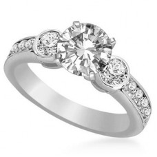 3 Stone Diamond Ring With Shoulder Diamonds