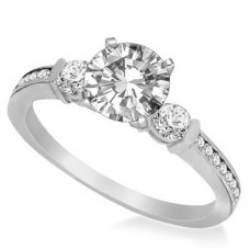 3 Stone Diamond Ring With Shoulder Diamonds