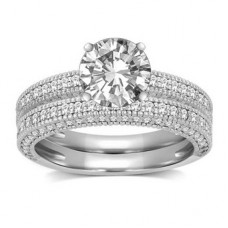 Diamond Shoulder Set Ring With Matching Band