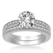 Diamond Shoulder Set Ring With Matching Band