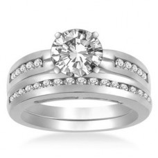 Diamond Shoulder Set Ring With Matching Band
