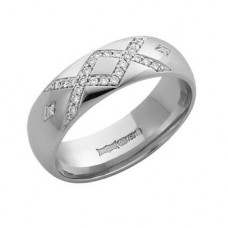 6mm Cross Over Round Diamond Wedding Ring