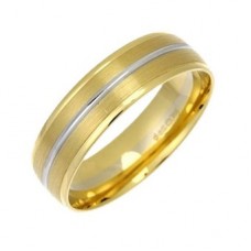6mm Two Tone Court Shape Wedding Ring With A Matt Centre Finish