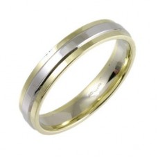 4mm Flat Court Shape Embossed Centre Wedding Ring