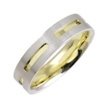 5mm Flat Court Shape Two Tone Wedding Ring 5mm Flat Court Shape Two Tone Wedding Ring