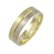 6mm Flat Court Two Tone Wedding Ring